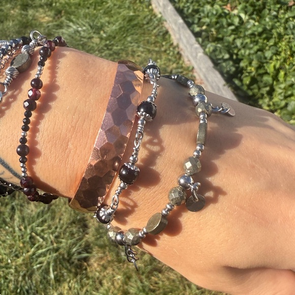 Merchant #3 - Pyrite w/ coin dangles Handmade Stainless Steel - Picture 4 of 5